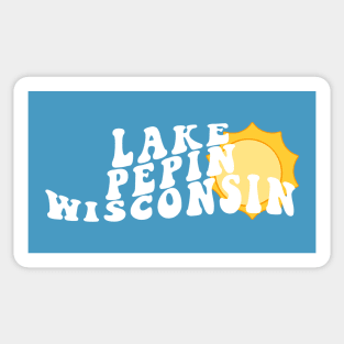 Sunshine in Lake Pepin Wisconsin Retro Wavy 1970s Summer Text Sticker